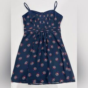 Staring at Stars Navy Mini Dress with Floral Pattern